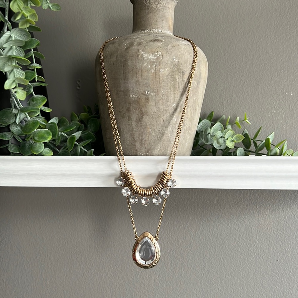 Gold Double Layer Statement Necklace